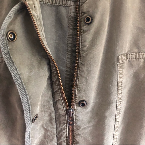 Hinge Olive Green Utility Military Inspired Lightweight Zip Snap Jacket - Picture 13 of 14